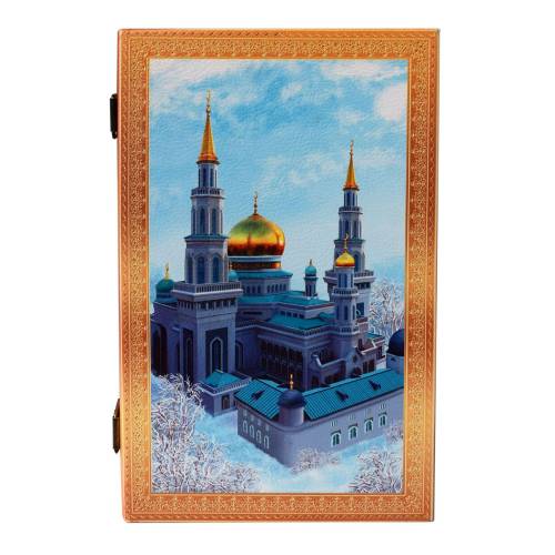 Шкатулка Мечеть, кожа-дерево 