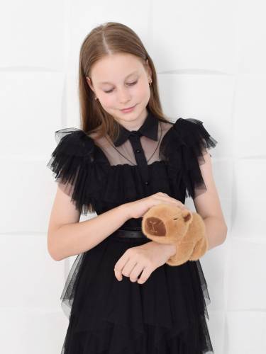 Капибара, плюшевая игрушка-браслет на руку 