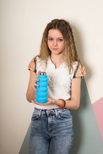 Бутылочка для воды, складная, силикон 