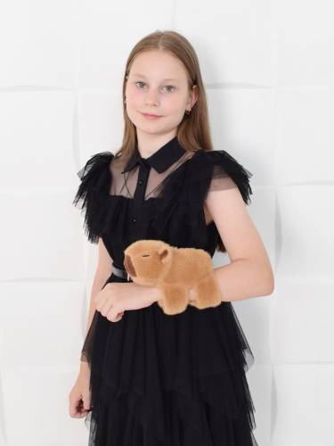 Капибара, плюшевая игрушка-браслет на руку 