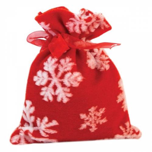 Мешочек со снежинками красный 